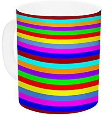 

Kess InHouse InHouse Trebam Bombon Rainbow Stripes Ceramic Coffee, 11 oz, Multicolor Ceramic Mug(60 ml)