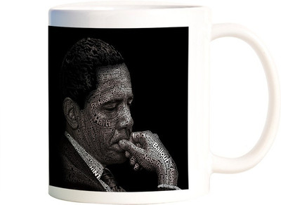 

Rangeele Inkers Obama Portrait Typography Ceramic Mug(300 ml), Multicolor