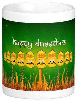 

Exoctic Silver Happy Durga Puja Dushera Navratra 08 Ceramic Mug(300 ml), Multicolor