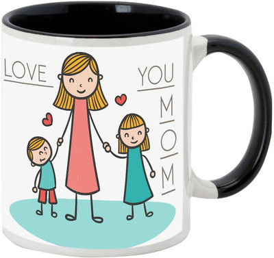 

AllUPrints I Love You Mother Black Coffee Ceramic Mug(325 ml), Multicolor