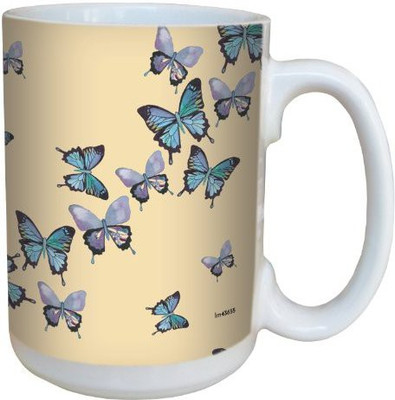 

Tree-Free Greetings Greetings lm43655 Magnificent Blue Butterflies by Shell Rummel in Flight Ceramic with Full-Sized Handle, 15-Ounce, Multicolored Ceramic Mug(60 ml), Multicolor