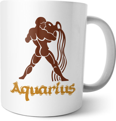

Chiraiyaa Star Sign Aquarius Ceramic Mug(300 ml), Multicolor