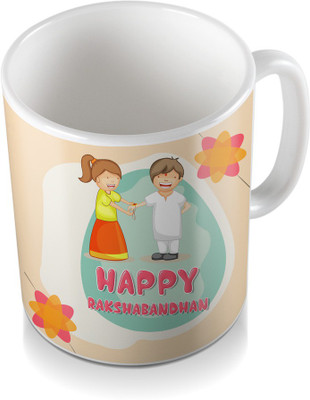 

SKY TRENDS Happy Rakshabandhan!We Have a Bond On And Coloring Shade Yellow Gifts For Rakshabandhan Coffee Ceramic Mug(320 ml), White