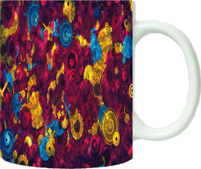 

Maison N Mode Round Pattern Coffee Ceramic Mug(330 ml), Multicolor