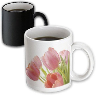 

3dRose Pleasantly Pink Tulips Magic Transforming, 11-Ounce Ceramic Mug(60 ml)