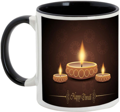 

AllUPrints Gifts For Diwali - Have A Rocking Deepawali Ceramic Mug(325 ml), Black
