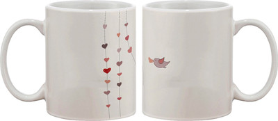 

Artifa Bird With Hearts Porcelain, Ceramic Mug(350 ml), Multicolor