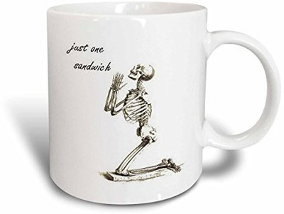 

3dRose Just One Sandwich Skeleton, Diet and Weight Loss Humor, Ceramic, 15-Oz Ceramic Mug(60 ml), Multicolor