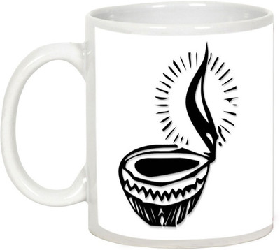 

AllUPrints Gifts For Diwali - Merge Yourself In The Lights Of Diwali Ceramic Mug(325 ml), White