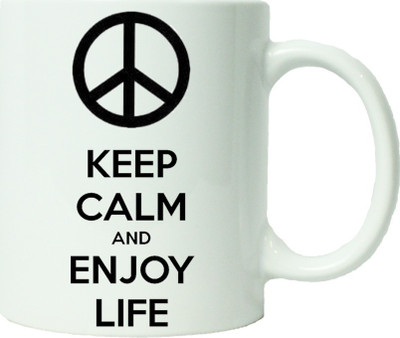 Maison N Mode Keep Calm And Enjoy Life Coffee Ceramic Mug(330 ml), Multicolor