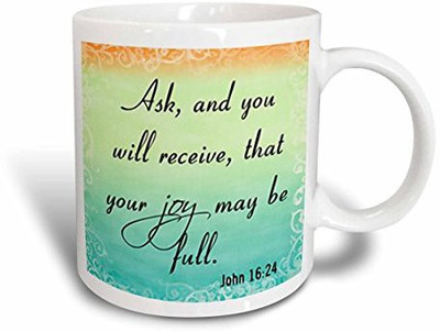 

3dRose mug_150078_2 Bible Verse John 16-24 Gradient Pastel Bible Christian Inspirational Saying Ceramic, 15-Ounce Ceramic Mug(60 ml), Multicolor