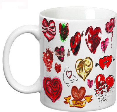 

Prithish The Valentine Love Ceramic Mug(330 ml), Multicolor