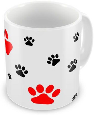 

ME&YOU Dogs And Paws Pattern Coffee, 12 Oz, Perfect for Coffee and Tea Lovers - Great Cup for Him or Her At Home or Office Ceramic Mug(0.35 ml), White