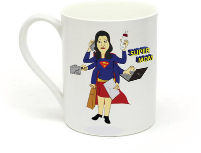 

Sowing Happiness Super Mom Ceramic Mug(350 ml), White