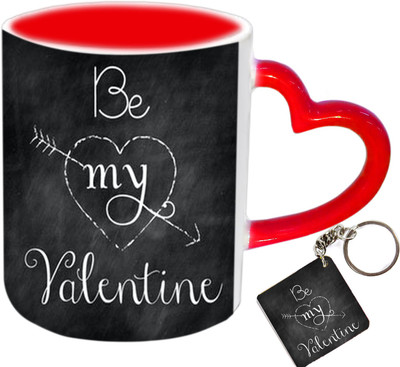

Raj Laxmi be my valentine keyring red handle valentine Ceramic Mug(350 ml)