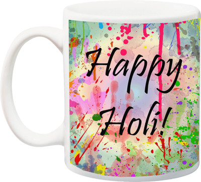 

ME&YOU Gift for Holi;Happy Holee colorful 3D Printed Ceramic Mug(325 ml), Multicolor