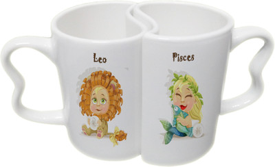 

Ucard Leo and Pisces Zodiac Sign Valentines Day Couple Bone China, Ceramic, Porcelain Mug(325 ml), Multicolor