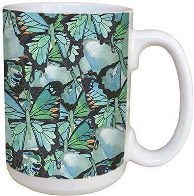 

Tree-Free Greetings Greetings 45477 Shell Rummel Amazing Blue Butterflies Ceramic with Full-Sized Handle, 15-Ounce Ceramic Mug(60 ml), Multicolor