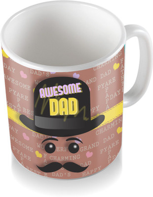 

SKY TRENDS Awesome Dad With Cap Gifts For Dad Father's Day Coffee Ceramic Mug(3.2 ml), White