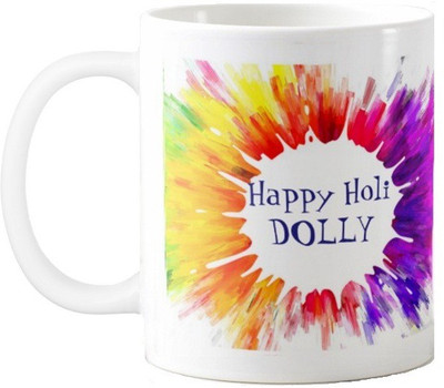 

Exoctic Silver Happy Holi Dolly Series002 Ceramic Mug(330 ml), Multicolor