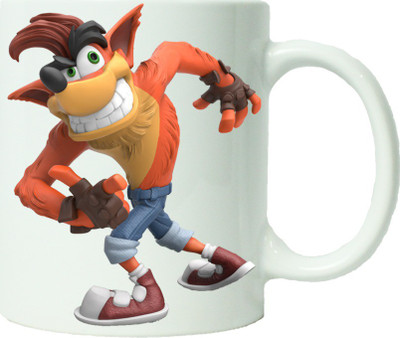

Maison N Mode Brown Crash Bendicoot Position Coffee Ceramic Mug(330 ml), Multicolor