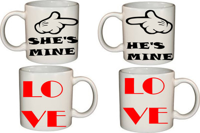

craftytee CA-05 Ceramic Mug(350 ml, Pack of 2), White