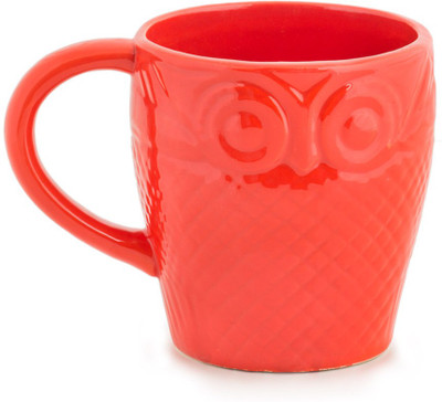 Chumbak Owl Is Well - Red Ceramic Mug(400 ml)