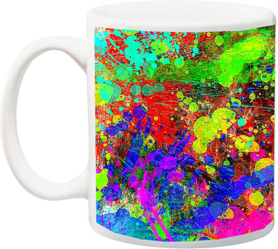 

ME&YOU Gift for Holi;Happy Holi colorfull Splash 3D printed Ceramic Mug(325 ml), Multicolor