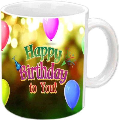

Raj Laxmi 4 balloons white Ceramic Mug(350 ml)