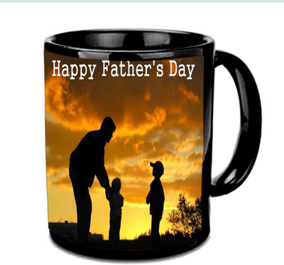 Raj Laxmi Happy Fathers Day With Sunset View Multicolor Ceramic Mug(350 ml), Black