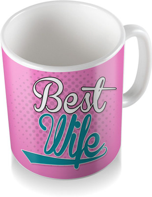 

SKY TRENDS Best Wife With Pink Floral Stylish Gifts For Birthday And Anniversary Coffee Ceramic Mug(300 ml), White