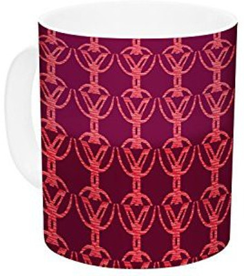 

Kess InHouse InHouse Suzie Tremel Rick Rack Red Orange Ceramic Coffee, 11 oz, Multicolor Ceramic Mug(60 ml)