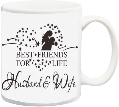 

ME&YOU Gift for Married Couples on Valentine's Day/Anniversary:Best Friends for Life Husband and Wife Ceramic Mug(325 ml), Multicolor