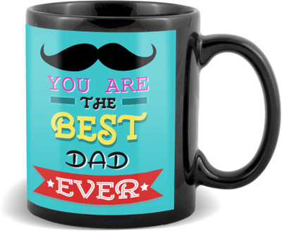 

SKY TRENDS You Are The Best Dad Ever With Black Mustaches And Green Background Unique Gifts For Father's Day Black Coffee Ceramic Mug(320 ml)