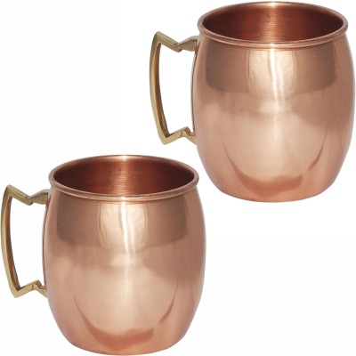 Prisha India Craft Love Copper Coffee Mug(460 ml, Pack of 2)