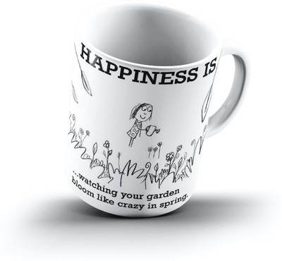 

Ucard Happiness Is1885 Bone China, Ceramic, Porcelain Mug(325 ml), Multicolor