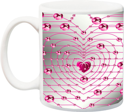 

ME&YOU Special glitter cute love hd printed Ceramic Mug(325 ml), Multicolor