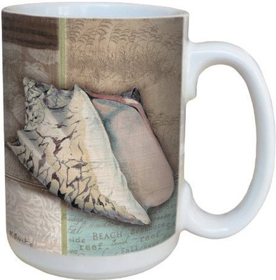

Tree-Free Greetings Greetings lm43424 Elegant Conch Shell by Paul Brent Ceramic with Full-Sized Handle, 15-Ounce Ceramic Mug(60 ml), Multicolor