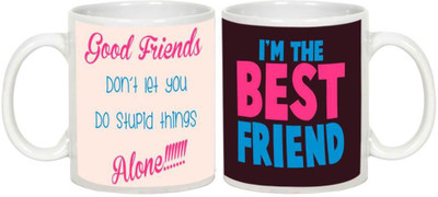 

AllUPrints Friendship Day Gifts - Gift For Friend (Design 8) Ceramic Mug(325 ml, Pack of 2), White