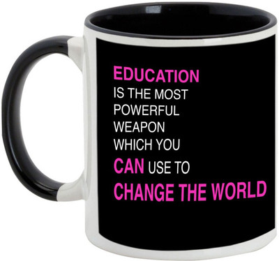 

AllUPrints Education Is The Most Powerful Weapon Ceramic Mug(325 ml), Black