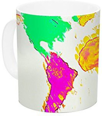 

Kess InHouse InHouse Oriana Cordero My World Rainbow Map Ceramic Coffee, 11 oz, Multicolor Ceramic Mug(60 ml)