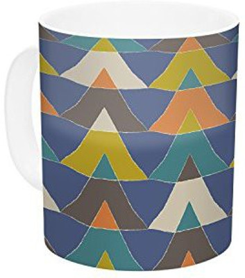 

Kess InHouse InHouse Julia Grifol Colorful Triangles Blue Ceramic Coffee, 11 oz, Multicolor Ceramic Mug(60 ml)