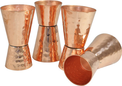 

DakshCraft Handmade Solid Jigger 4 - Piece Bar Set(Copper)