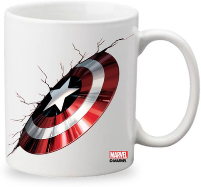 

ORKA Captain America Shield Digital Printed Ceramic Mug(350 ml), Multicolor