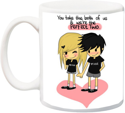 

ME&YOU Gift for Girlfriend/Boyfriend/lover/friend;you take the bith of us & we're the perfect two him and her printed Ceramic Mug(325 ml), Multicolor