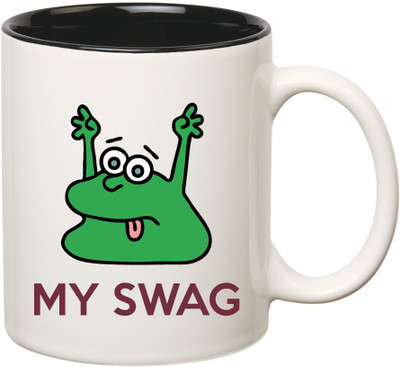 

HuppmeGift Swag Inner Black Ceramic Mug(350 ml), Black;white