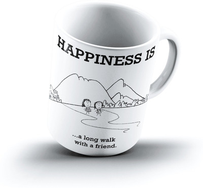 

Ucard Happiness Is1559 Bone China, Ceramic, Porcelain Mug(325 ml), Multicolor