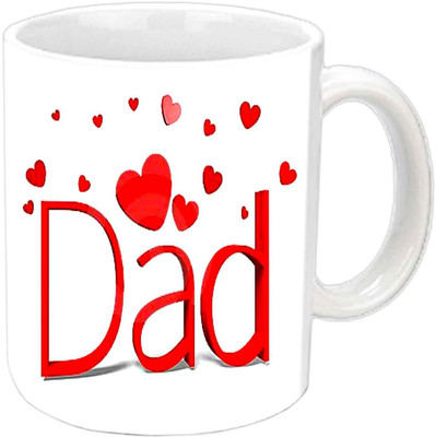 

Raj Laxmi Lovely Hearts Design For Dad White Ceramic Mug(350 ml)