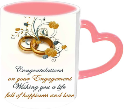 

Raj Laxmi Congratulation On Your Engagement Pink Handle Ceramic Mug(350 ml)