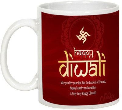 

AllUPrints Gifts For Deepawali - Happy Diwali To All The Friends Ceramic Mug(325 ml), White